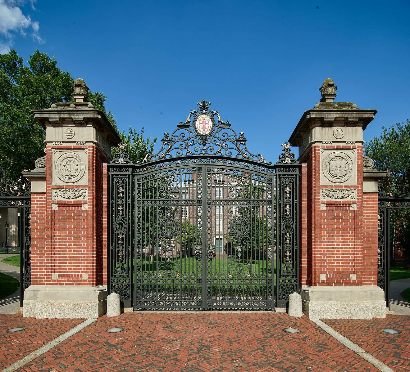 Brown University's Van Wickle Gates are seen from outside the schoo.