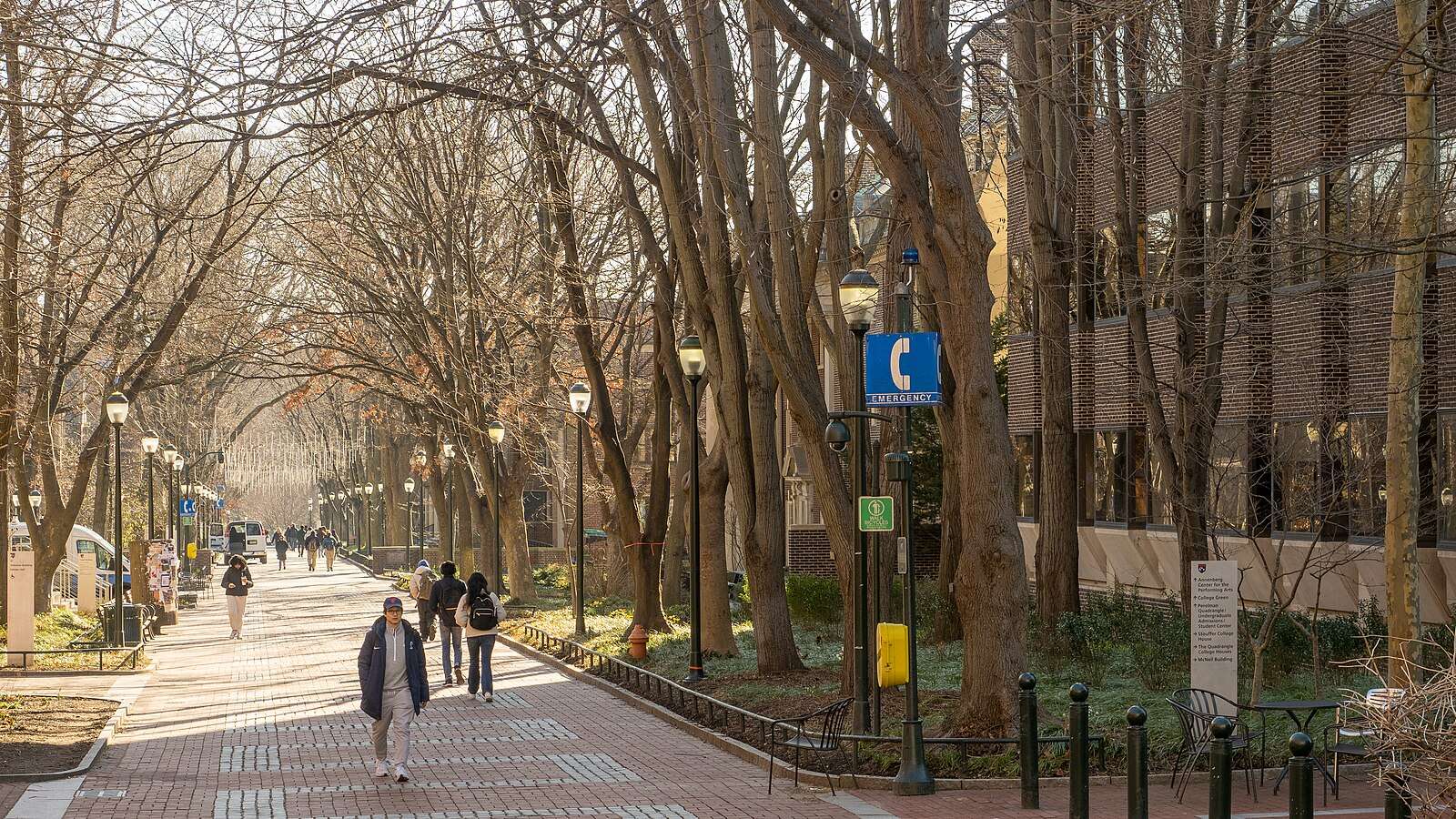 Students walk along Locust Walk at the University of Pennsylvania