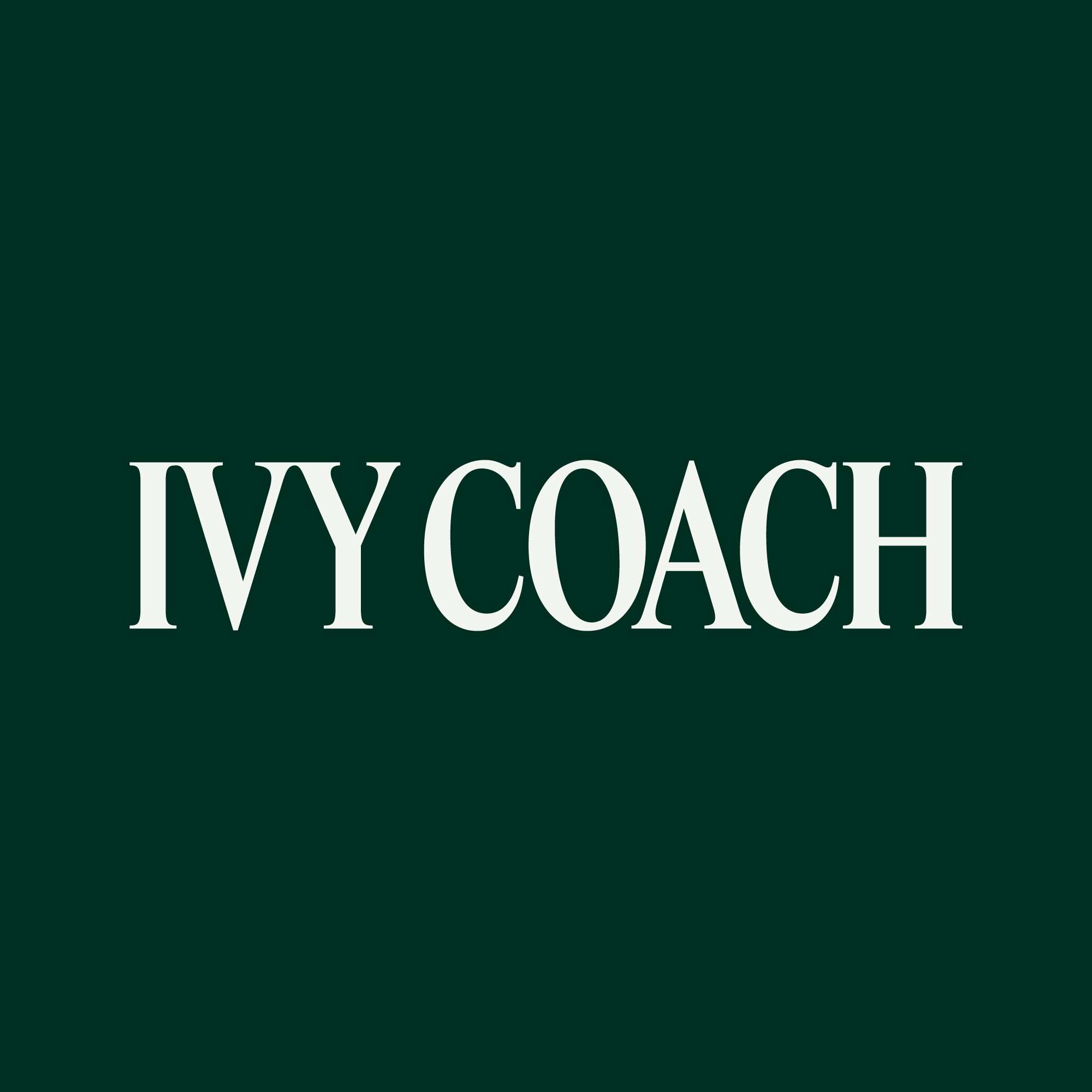 This is the logo of Ivy Coach with white lettering on a hunter green background.