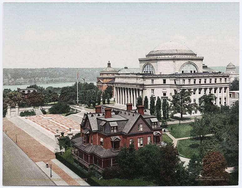 A postcard aerial image of Columbia University.