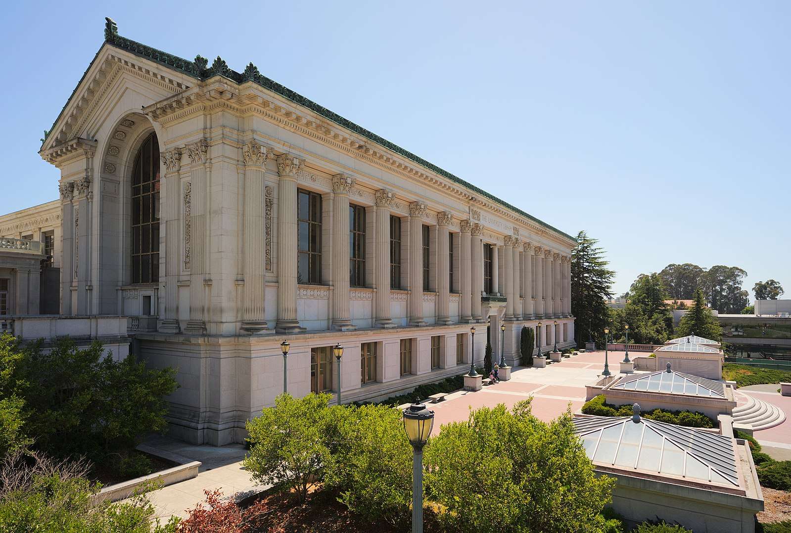 Doe Memorial Library is featured from the exterior at the University of California, Berkeley.