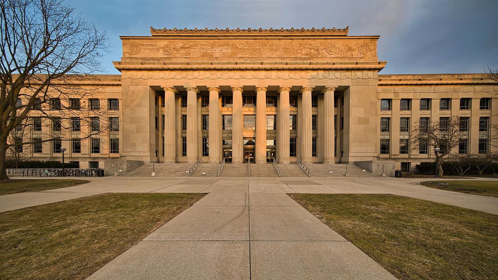 Angell Hall is featured at the University of Michigan.
