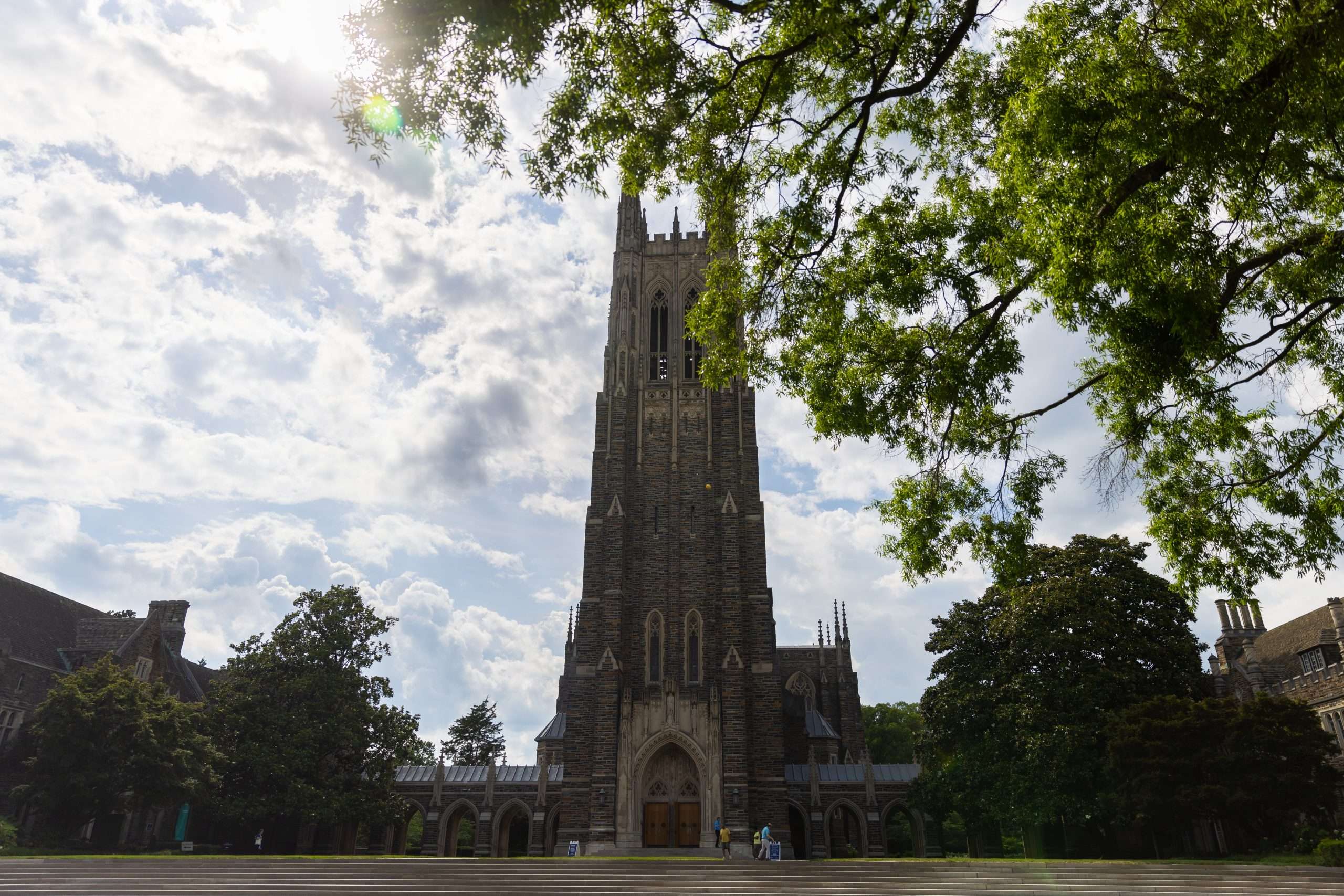 Duke Chapel is featured atop a staircase at Duke University.